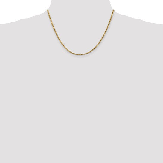 14KT Yellow Gold 18 inch 2.5mm Regular Rope with Lobster Clasp Chain