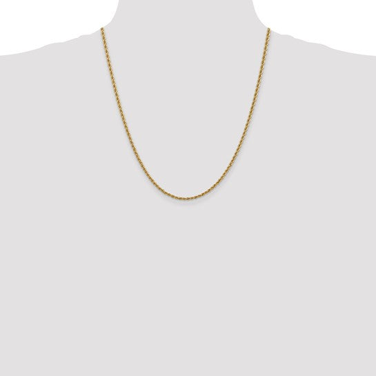 14kt Yellow Gold 22 inch 2.5mm Regular Rope with Lobster Clasp Chain