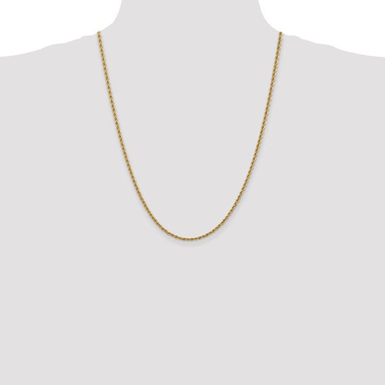 14kt yellow Gold 24 inch 2.5mm Regular Rope with Lobster Clasp Chain