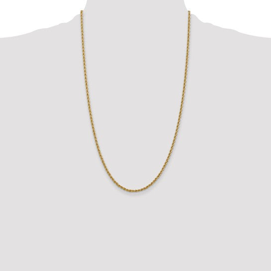 14kt Yellow Gold 26 inch 2.5mm Regular Rope with Lobster Clasp Chain