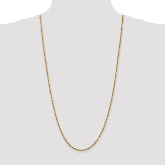 14kt Yellow Gold 30 inch 2.5mm Regular Rope with Lobster Clasp Chain