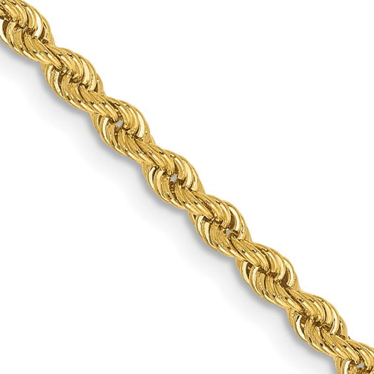 14kt Yellow Gold 16 inch 2.5mm Regular Rope with Lobster Clasp Chain