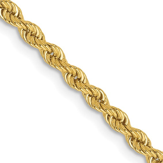 14kt Yellow Gold 20 inch 2.5mm Regular Rope with Lobster Clasp Chain