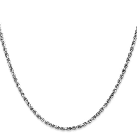 14kt White Gold 22 inch 2.25mm Diamond-cut Rope with Lobster Clasp Chain