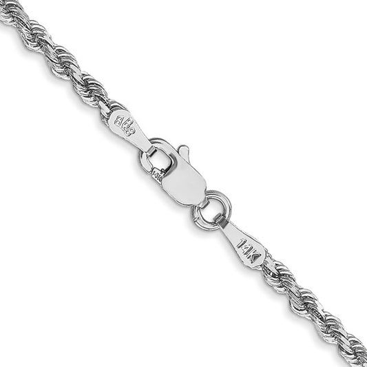 14KT White Gold 26 inch 2.25mm Diamond-cut Rope with Lobster Clasp Chain