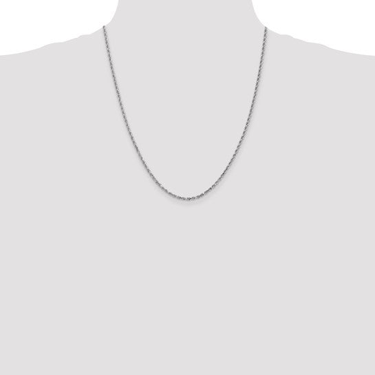 14kt White Gold 22 inch 2.25mm Diamond-cut Rope with Lobster Clasp Chain