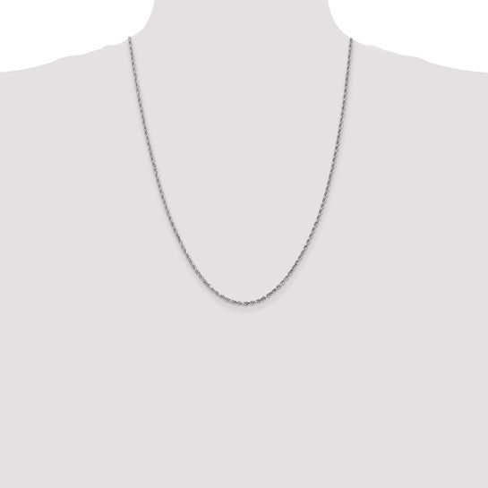 14KT White Gold 24 inch 2.25mm Diamond-cut Rope with Lobster Clasp Chain