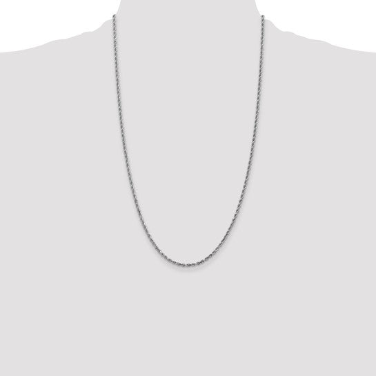 14KT White Gold 26 inch 2.25mm Diamond-cut Rope with Lobster Clasp Chain