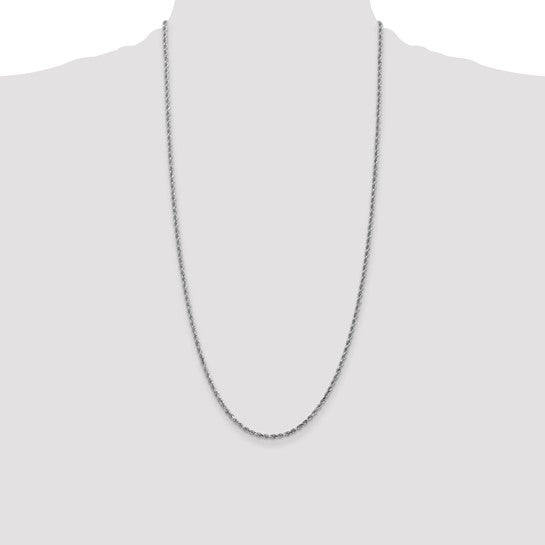 14KT White Gold 28 inch 2.25mm Diamond-cut Rope with Lobster Clasp Chain