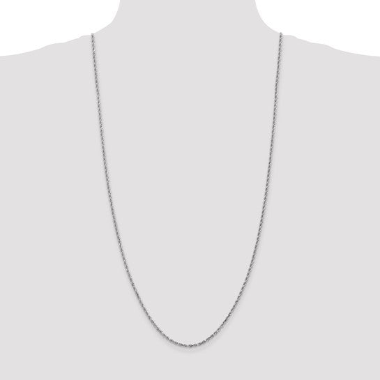 14KT White Gold 30 inch 2.25mm Diamond-cut Rope with Lobster Clasp Chain