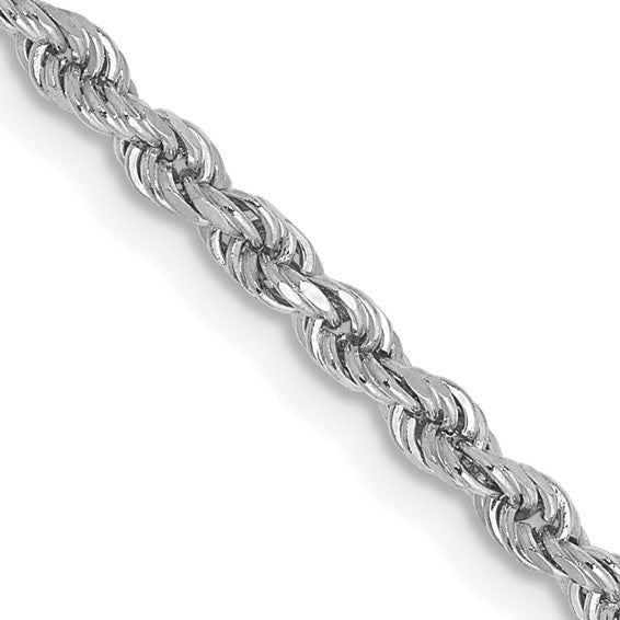 14KT White Gold 26 inch 2.25mm Diamond-cut Rope with Lobster Clasp Chain