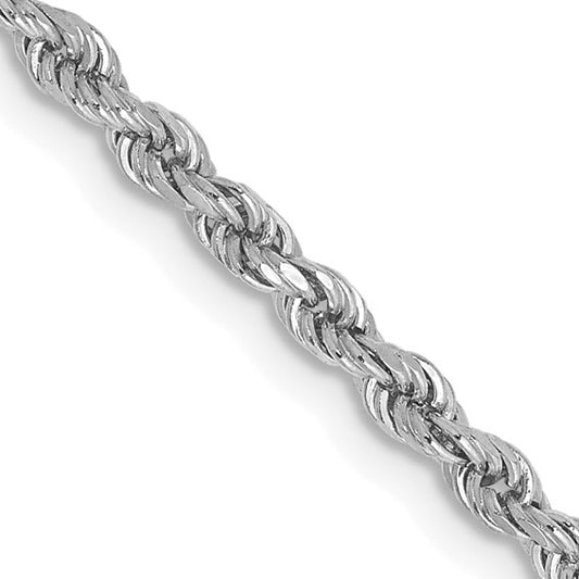 14kt White Gold 22 inch 2.25mm Diamond-cut Rope with Lobster Clasp Chain