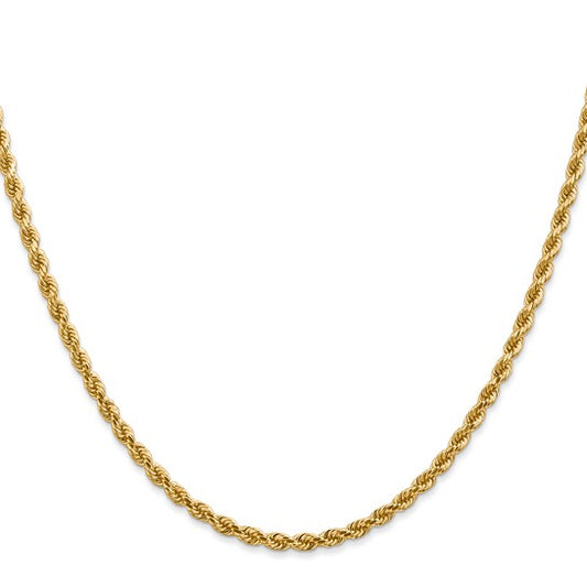 14KT Yellow Gold 24 inch 2.75mm Diamond-cut Rope with Lobster Clasp Chain