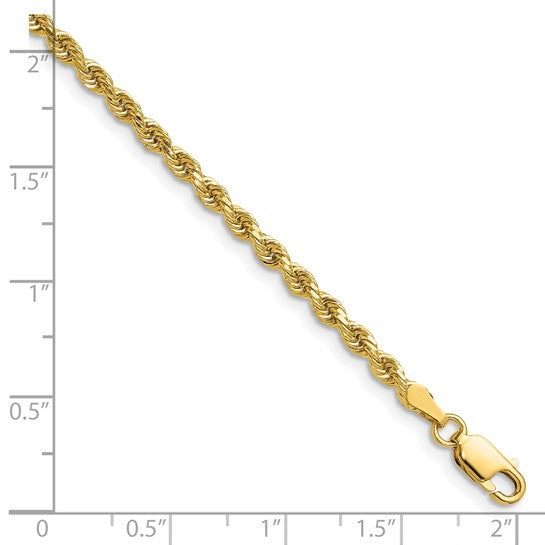 14KT Yellow Gold 24 inch 2.75mm Diamond-cut Rope with Lobster Clasp Chain