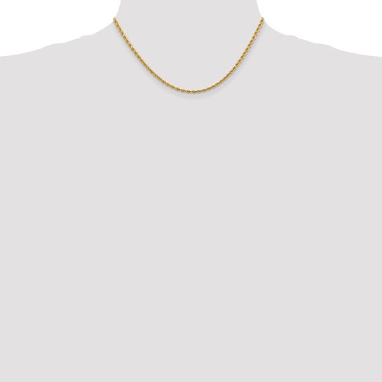 14Kt Yellow Gold 16 inch 2.75mm Diamond-cut Rope with Lobster Clasp Chain
