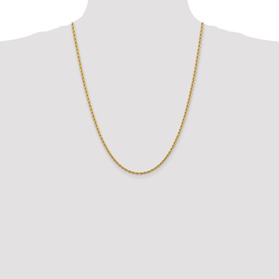 14KT Yellow Gold 24 inch 2.75mm Diamond-cut Rope with Lobster Clasp Chain