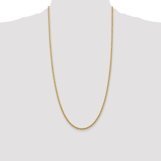 14kt Yellow Gold 26 inch 2.75mm Diamond-cut Rope with Lobster Clasp Chain