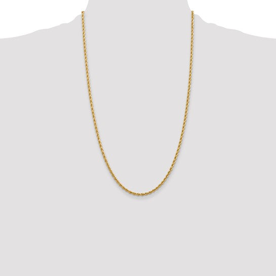 14kt Yellow Gold 28 inch 2.75mm Diamond-cut Rope with Lobster Clasp Chain