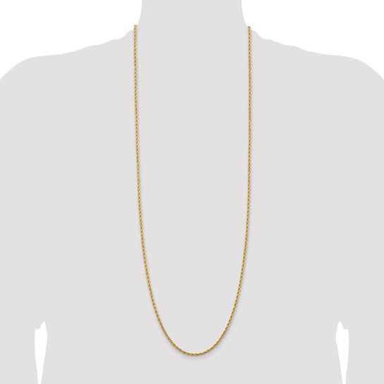14KT Yellow Gold 36 inch 2.75mm Diamond-cut Rope with Lobster Clasp Chain