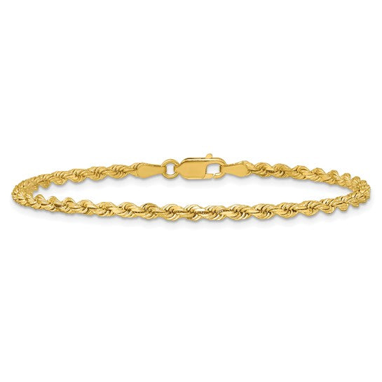 14KT Yellow Gold 9 inch 2.75mm Diamond-cut Rope with Lobster Clasp Chain