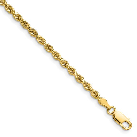 14KT Yellow Gold 24 inch 2.75mm Diamond-cut Rope with Lobster Clasp Chain