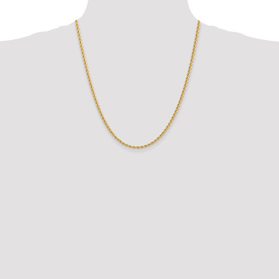 14KT Yellow Gold 22 inch 2.75mm Regular Rope with Lobster Clasp Chain