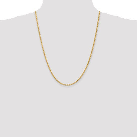 14KT Yellow Gold 24 inch 2.75mm Regular Rope with Lobster Clasp Chain