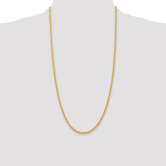 14KT Yellow Gold 28 inch 2.75mm Regular Rope with Lobster Clasp Chain