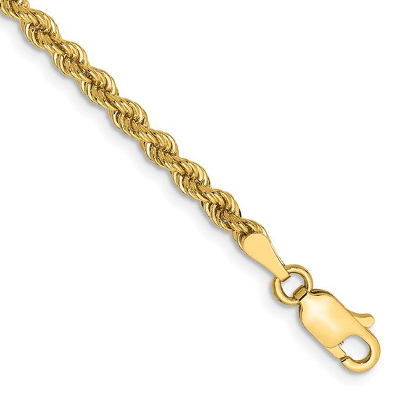 14KT Yellow Gold 9 inch 2.75mm Regular Rope with Lobster Clasp Chain