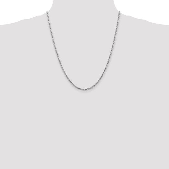14KT White Gold 24 inch 2.75mm Diamond-cut Rope with Lobster Clasp Chain