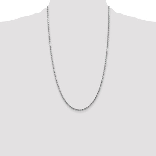 14KT White Gold 26 inch 2.75mm Diamond-cut Rope with Lobster Clasp Chain
