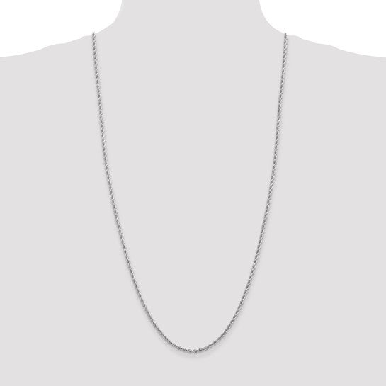 14KT White Gold 30 inch 2.75mm Diamond-cut Rope with Lobster Clasp Chain