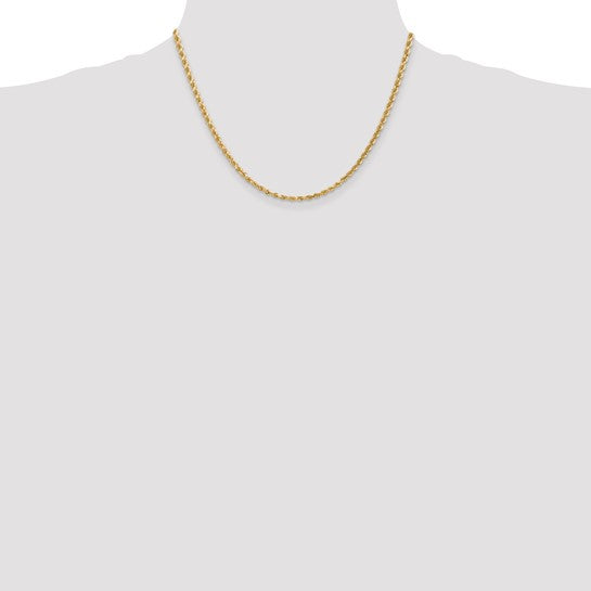14kt Yellow Gold 18 inch 3mm Diamond-cut Rope with Lobster Clasp Chain
