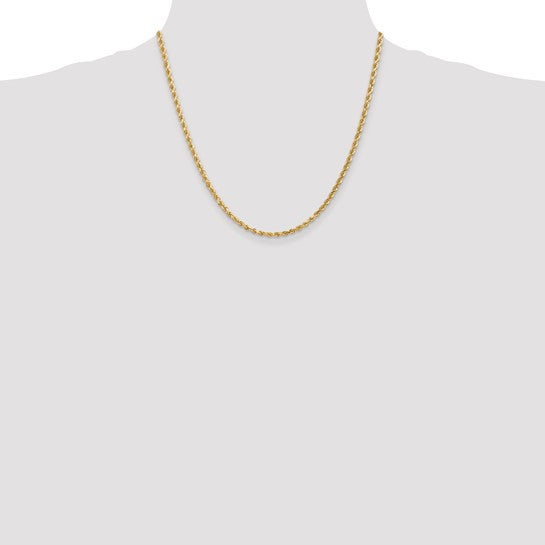 14kt Yellow Gold 20 inch 3mm Diamond-cut Rope with Lobster Clasp Chain