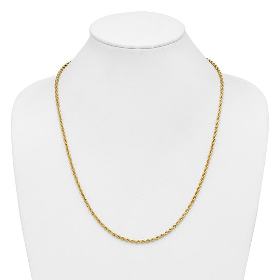 14kt Yellow Gold 24 inch 3mm Diamond-cut Rope with Lobster Clasp Chain