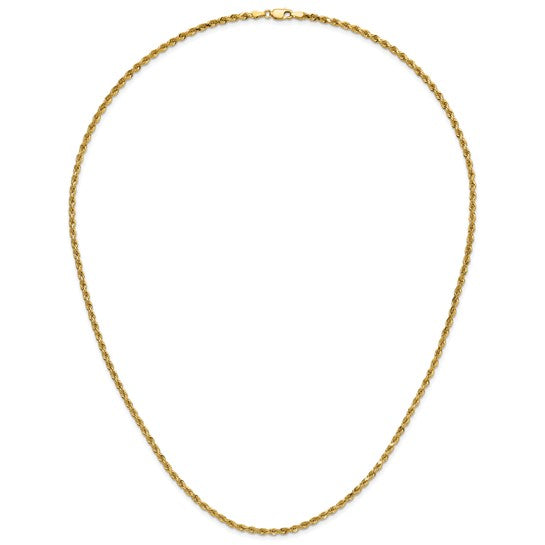 14kt Yellow Gold 24 inch 3mm Diamond-cut Rope with Lobster Clasp Chain