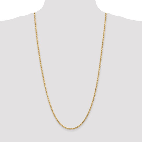14kt Yellow Gold 30 inch 3mm Diamond-cut Rope with Lobster Clasp Chain