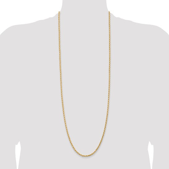 14kt Yellow Gold 36 inch 3mm Diamond-cut Rope with Lobster Clasp Chain