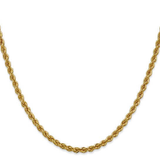14KT Yellow Gold 24 inch 3mm Regular Rope with Lobster Clasp Chain