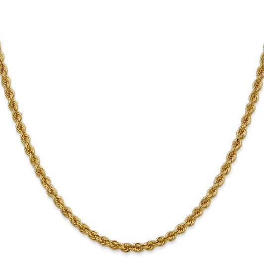 14KT Yellow Gold 20 inch 3mm Regular Rope with Lobster Clasp Chain