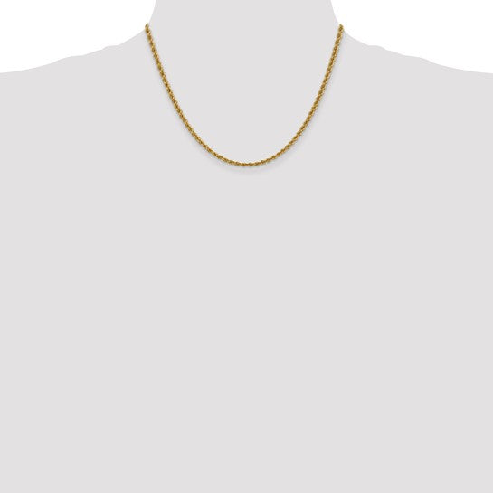 14KT Yellow Gold 18 inch 3mm Regular Rope with Lobster Clasp Chain