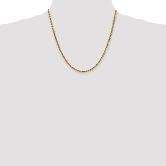 14KT Yellow Gold 20 inch 3mm Regular Rope with Lobster Clasp Chain