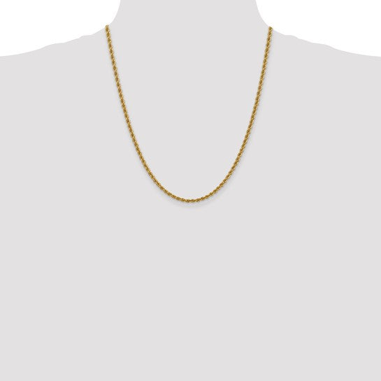 14kt Yellow Gold 22 inch 3mm Regular Rope with Lobster Clasp Chain