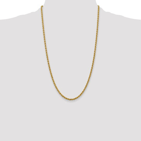14kt Yellow Gold 26 inch 3mm Regular Rope with Lobster Clasp Chain