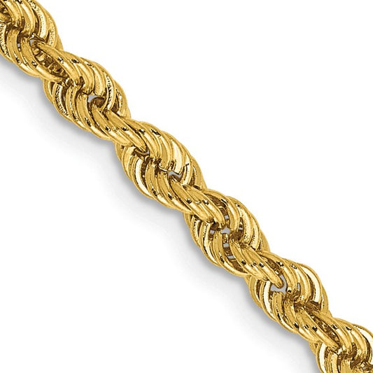 14KT Yellow Gold 20 inch 3mm Regular Rope with Lobster Clasp Chain