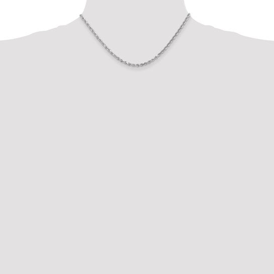 14KT White Gold 16 inch 3mm Diamond-cut Rope with Lobster Clasp Chain
