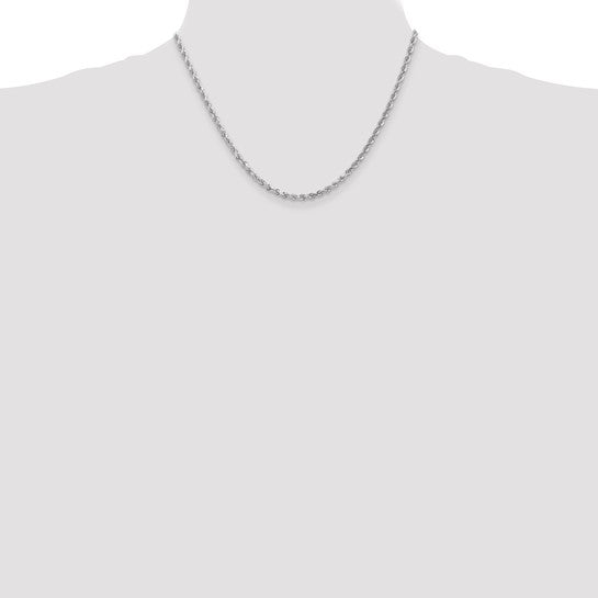 14kt White Gold 18 inch 3mm Diamond-cut Rope with Lobster Clasp Chain