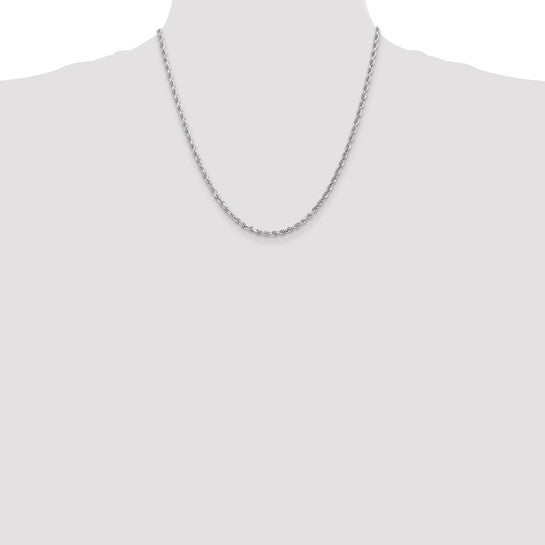14kt White Gold 20 inch 3mm Diamond-cut Rope with Lobster Clasp Chain