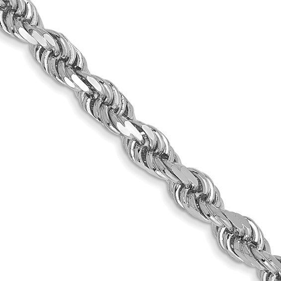 14kt White Gold 18 inch 3mm Diamond-cut Rope with Lobster Clasp Chain