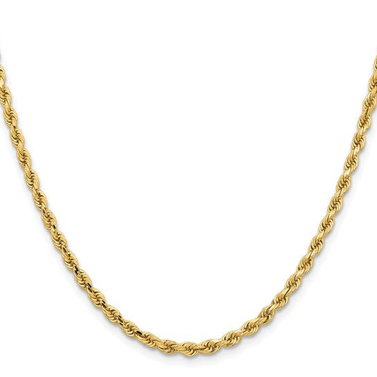 14kt Yellow Gold 28 inch 3.25mm Diamond-cut Rope with Lobster Clasp Chain